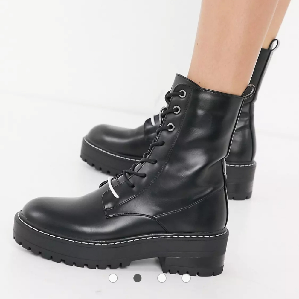 Stradivarius Black Combat Boots